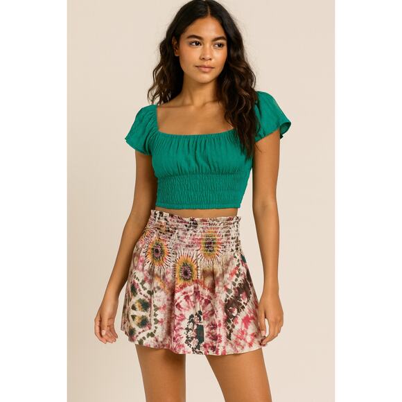 Stark X Dresses & Skirts - Anthropologie Stark X Tie Dye Mini Skirt Elastic Waist Shirred Pull On Small
